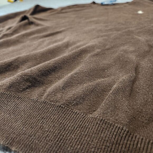 Polo Ralph Lauren PRL Mens M Medium 100% Pima Cotton Knit V Neck Sweater Brown - Picture 4 of 12